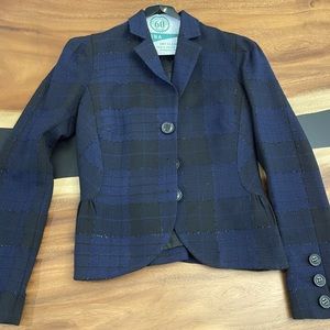 DVF jacket size 6- blue and black with a silver thread running through